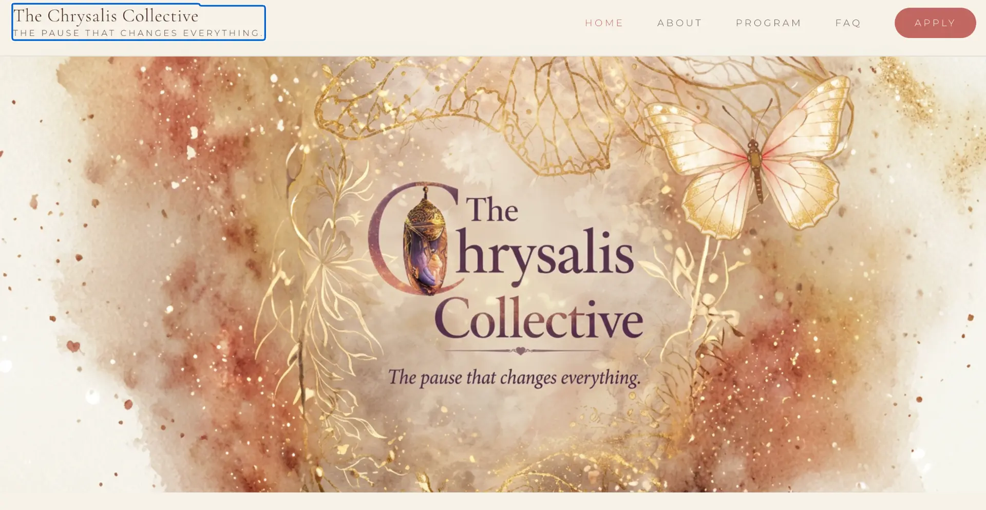 The Chrysalis Collective three-month coaching program site